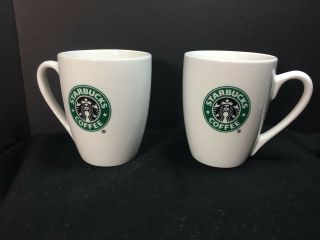 Mug Starbucks Matched Pair Set Of 2 Espresso 10.  2 Oz 2007 White Green Black Logo