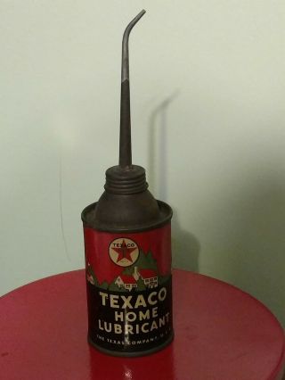Vintage Texaco Long Spout Home Lubricant Oil Can Handy Oiler W/graphics Empty