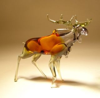 Blown Glass Figurine " Murano " Art Animal Brown Elk Moose