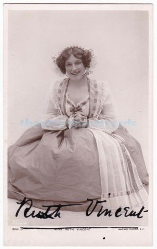 D’oyly Carte Opera Singer,  Actress Ruth Vincent In Costume.  Signed Postcard