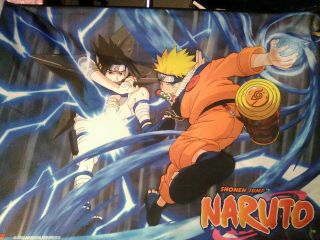 2002 Vintage Shonen Jump Naruto Fabric Poster Anime 30 " X 44 " Decorational Scroll