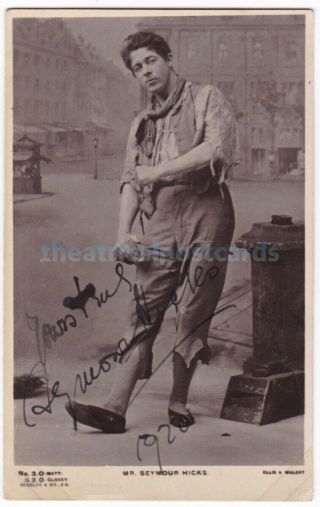 Stage Actor Seymour Hicks.  Signed Postcard Dated 1920