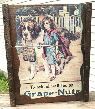 Vintage To School Well Fed On Grape - Nuts Wood Hanging Frame