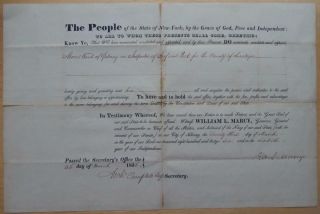1836 Document Signed By William L.  Marcy Governor Of York Appointment Cert