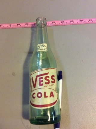 Vintage Vess Cola 10 Ounce Columbus,  Ohio Soda Bottle Hard To Find Pale Green