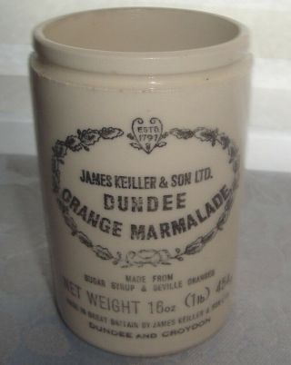 James Keiller & Son 16 Oz Dundee Orange Marmalade Stoneware Jar Crock