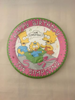 The Simpsons Vintage 1989 Happy Birthday 8 Pack 9 " Paper Plates