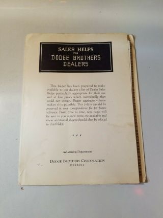 Rare 1930 Dodge Brothers Dealer Advertising Kit,  Look At Pics
