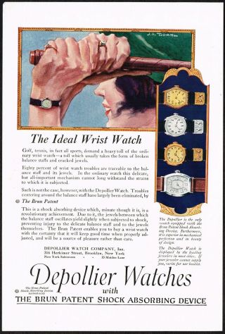 1920s Vintage Depollier Watch John Todahl Golf Golfing Art Print Ad