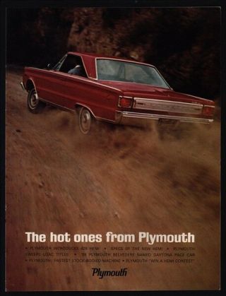 1966 Plymouth Belvedere 426 Hemi Daytona 500 Pace Car - Petty - 8 Pg Vintage Ad