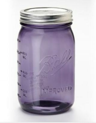 Purple Ball Mason Jar - 32 Oz Wide Mouth.  Weddings Decor Store Coffee Crafts