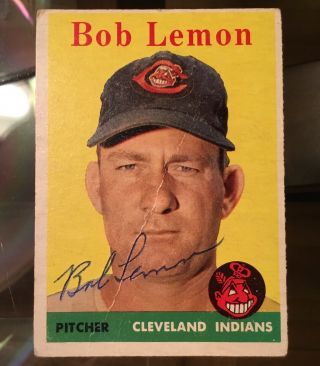 Bob Lemon Hof (d) Autographed Signed 1958 Topps Baseball Card Yankees Manager