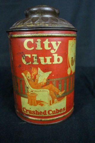 City Club Crushed Cubes Smoking Tobacco Tin Litho Can Louisville Kentucky Ky