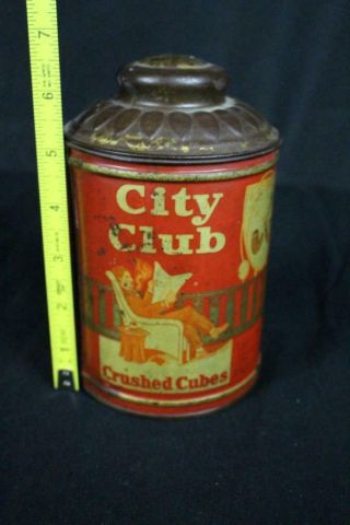 CITY CLUB CRUSHED CUBES SMOKING TOBACCO TIN LITHO CAN LOUISVILLE KENTUCKY KY 6