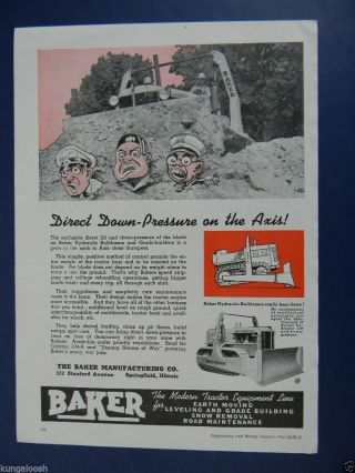 1943 Direct Down - Pressure On The Axis Baker Mfg Tractor Equipment War Effort Ad