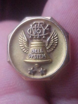 Vintage Nyc Telephone Bell System Service Award Pin 10k Y Gold