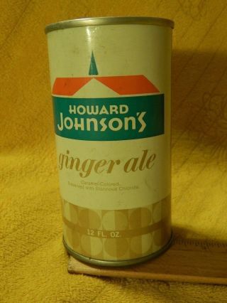 Howard Johnson ' s Ginger Ale (12oz) Steel Flat Top Pull Tab Soda Pop Can 2