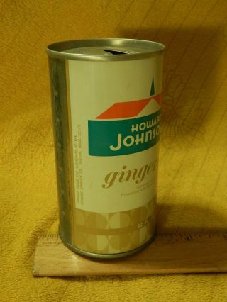 Howard Johnson ' s Ginger Ale (12oz) Steel Flat Top Pull Tab Soda Pop Can 5