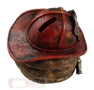 Fireman Firefighter Red Helmet Hose Piggy Bank Fire Chief Decor Rubber Stop 3
