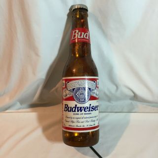 Vintage 17 " Budweiser Lighted Beer Bottle 1994 Wall Lamp