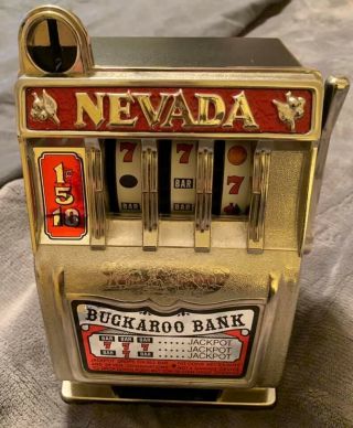 Vintage Nevada " Buckaroo Bank " Slot Machine Bank