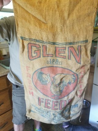 Vintage Feed Sack Bag Glen Feed Glenville,  Pa