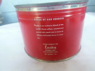 vintage Lucky Store Coffee 1 lb keywind tin can San Leandro California right lid 4