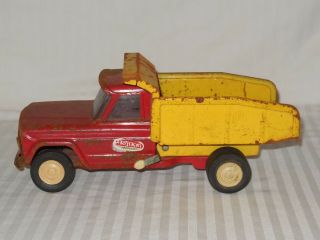 Vintage 1960 ' s Tonka Red Yellow Pressed Steel Dump Truck 7