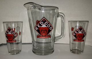 1995 Red Dog Beer Plank Road Brewery Pitcher & Glass Set