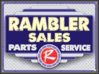 Rambler Dealer Car Sales Parts Service Neon Style Printed Banner Sign Art 4 X 3
