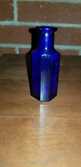 Small Antique Cobalt Blue Poison Bottle