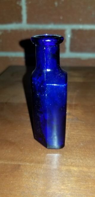 Small Antique Cobalt Blue Poison Bottle 3