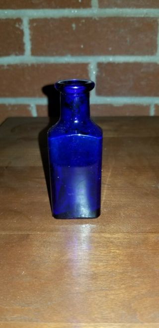 Small Antique Cobalt Blue Poison Bottle 4