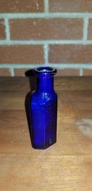 Small Antique Cobalt Blue Poison Bottle 5