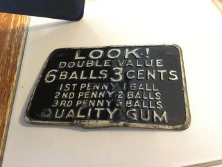 Antique Tin Sign For Gumball Machine