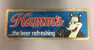 Vintage Hamms Beer Sign Cardboard Aluminum Covered Measures 8” X 3”