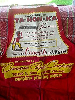 Vintage Advertising Shop Apron - Ta - Non - Ka Papers - Toledo,  Ohio
