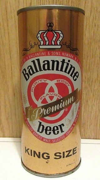 Half Quart Ballantine Beer 16 Fl Oz Straight Steel Flat Top Beer Can Bottom Open