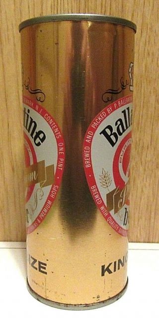 Half Quart Ballantine Beer 16 FL OZ Straight Steel Flat Top Beer Can Bottom Open 2