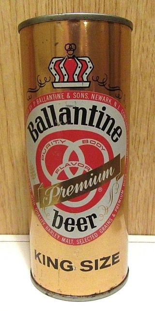 Half Quart Ballantine Beer 16 FL OZ Straight Steel Flat Top Beer Can Bottom Open 3