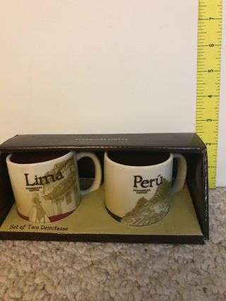 Starbucks Lima,  Peru Demitasse Mug Espresso Coffee Cups Set 3 Oz