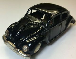 Vintage 4 " Small Tin Japan Volkswagen Black Tin Friction Car Bug Oval Window