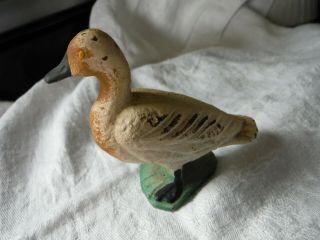 Antique Vintage Hand - Painted Cast Iron? Metal Duck/goose Figurine,  3 " (9 Oz) Vgc