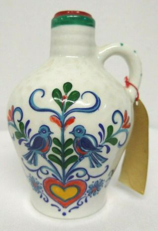 Vintage Miniature Liquor Bottle - Ceramic - Germany - Folk Art - Kirsch - W/ Cap