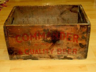RARE ANTIQUE PRE - PROHIBITION COMMANDER QUALITY BEER WOOD CRATE ADVERTISITNG 6