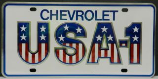 Usa1 Usa 1 License Plate Nos Red White Blue Embossed Dealer Chevy Camaro Nova