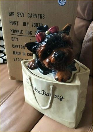 Big Sky Canine Yorkie Terrier Dog " Lepetite Bakery " Cookie Jar In Orig.  Box