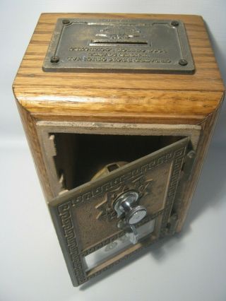 Vintage Us Post Office Box Door Bank 69 Ltd Edition Oak Wood Coin Bank