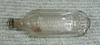 Antique Clear Small Flask Bottle Prepared By Dr Peter Fahrney Chicago S/h