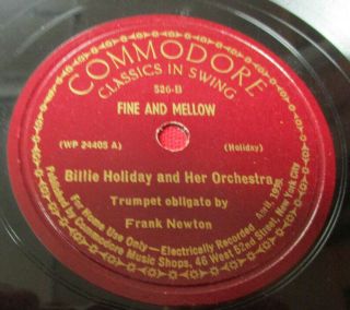 BILLIE HOLIDAY ORCH 78 rpm Commodore 526 jazz E 2
